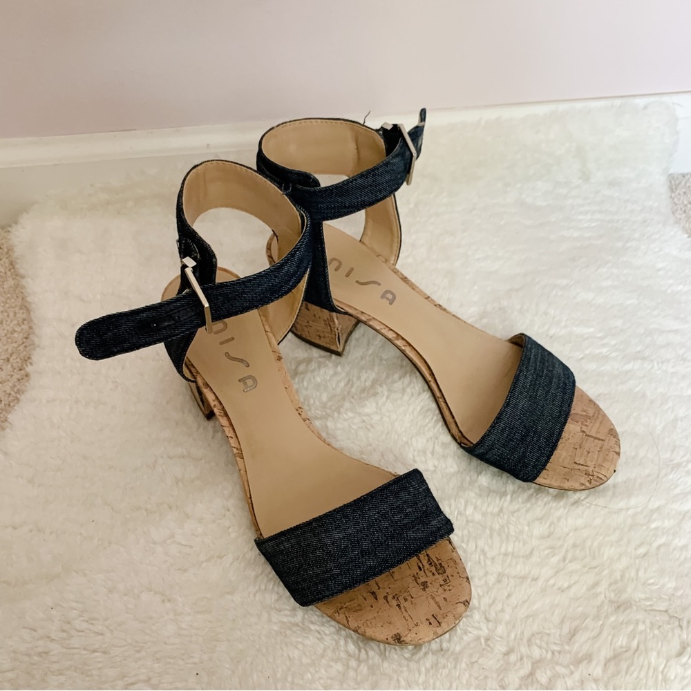 Unisa Denim Block Heel Sandals